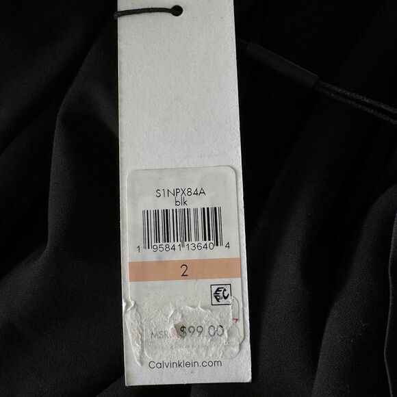 Calvin Klein SZ 2 Career Pants Pocket High-Rise Rear Zip Pleated Waist Black New - Picture 9 of 9